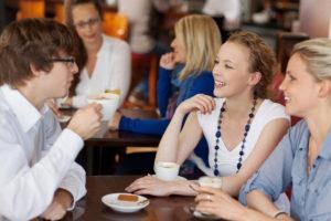 People enjoying a cup of coffee