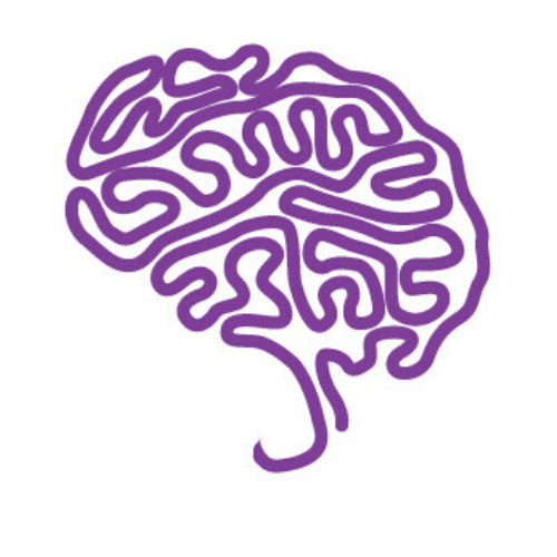 A brain made from purple squiggles.