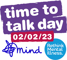 Time to Talk Day 2023 campaign image with Mind and Rethink Mental Illness logos