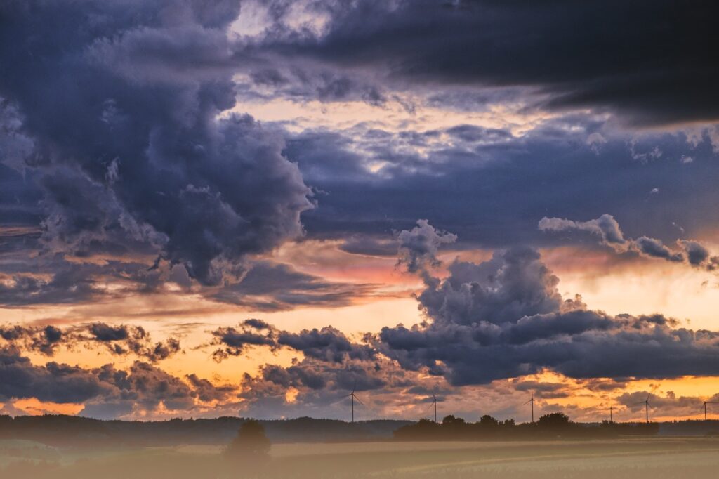Storm clouds overhead.