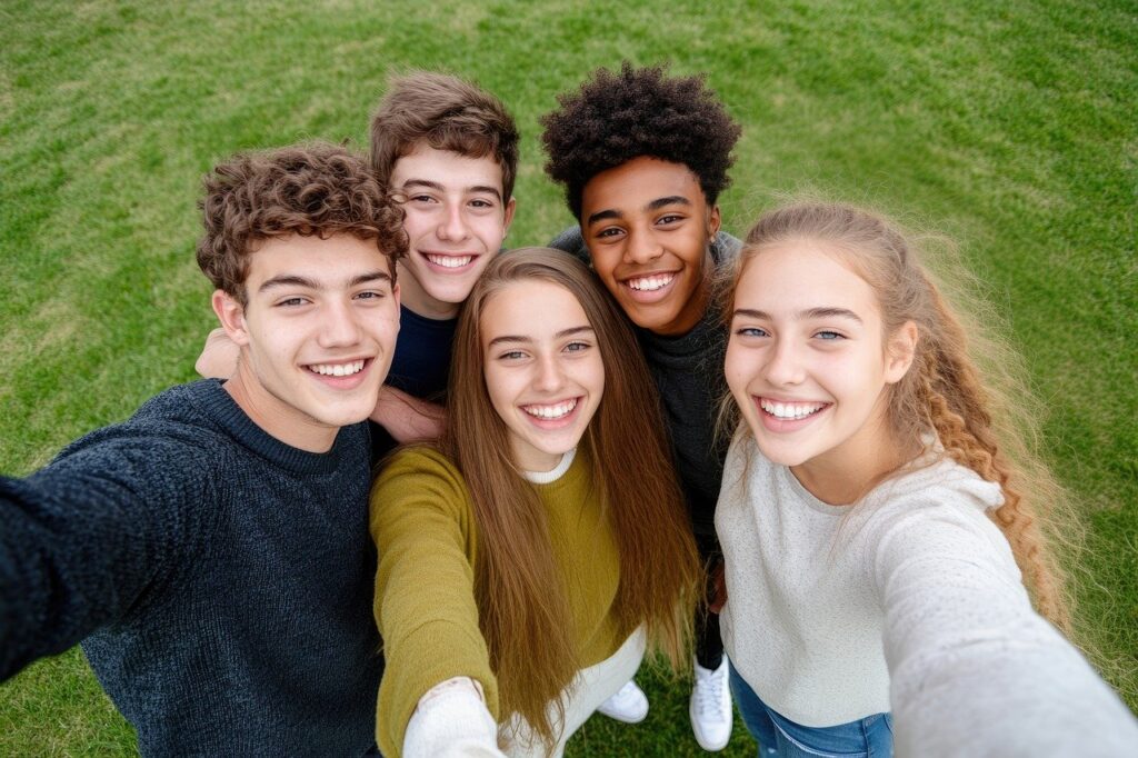 A group of friends taking a selfie.