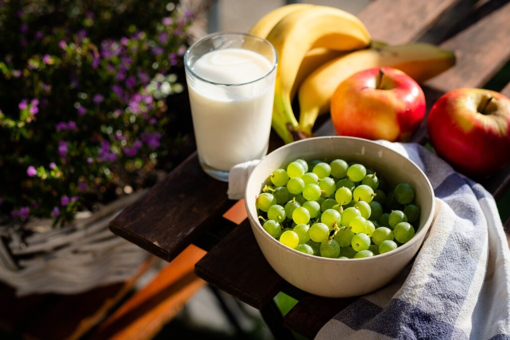 some fruit and milk.