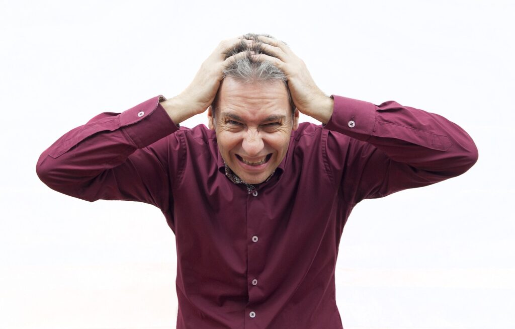 a person showing stress.