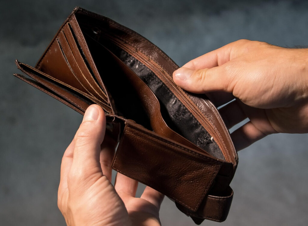 an empty wallet.