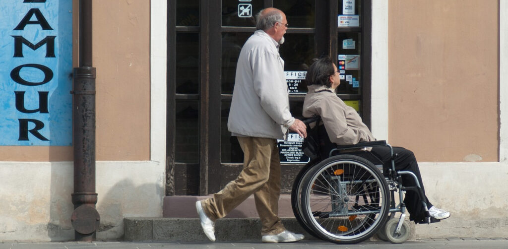 a person in a wheelchair.