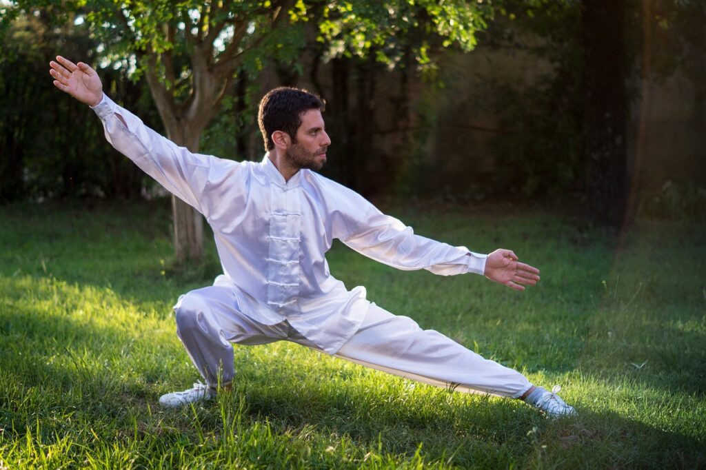 A person doing Qi-gong.