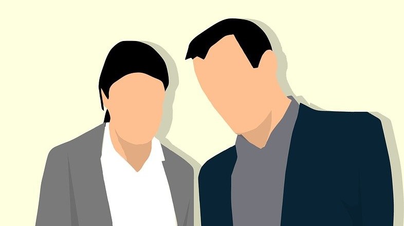two people talking.