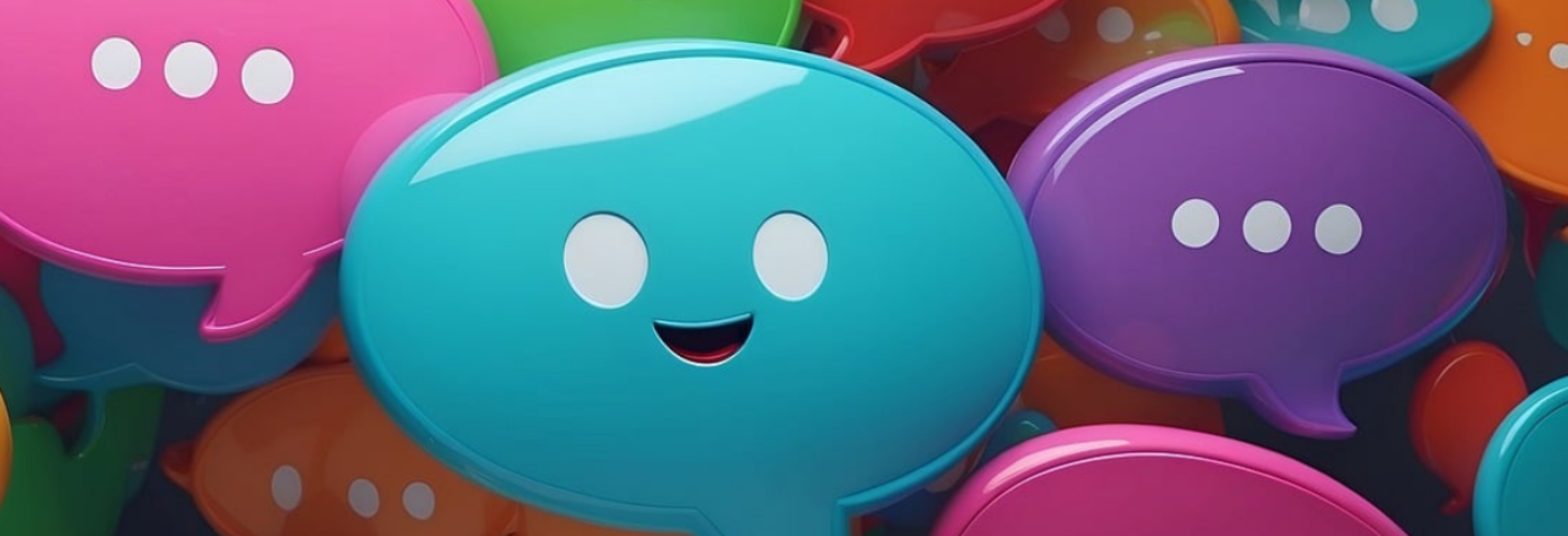 coloured speech bubbles.