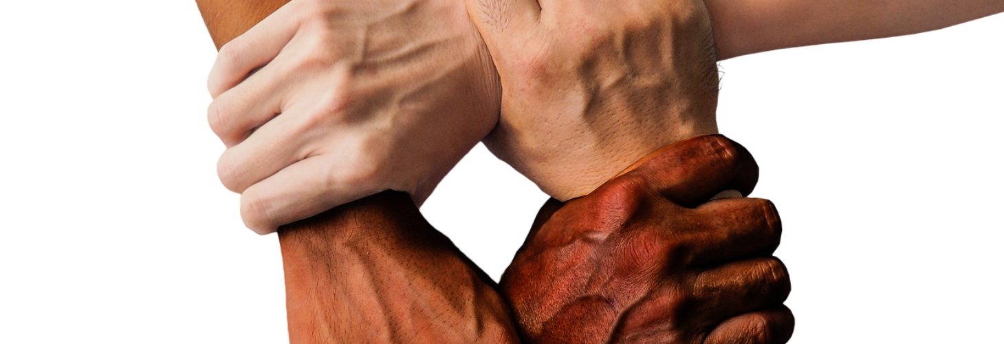 hands interlinked to create a square.