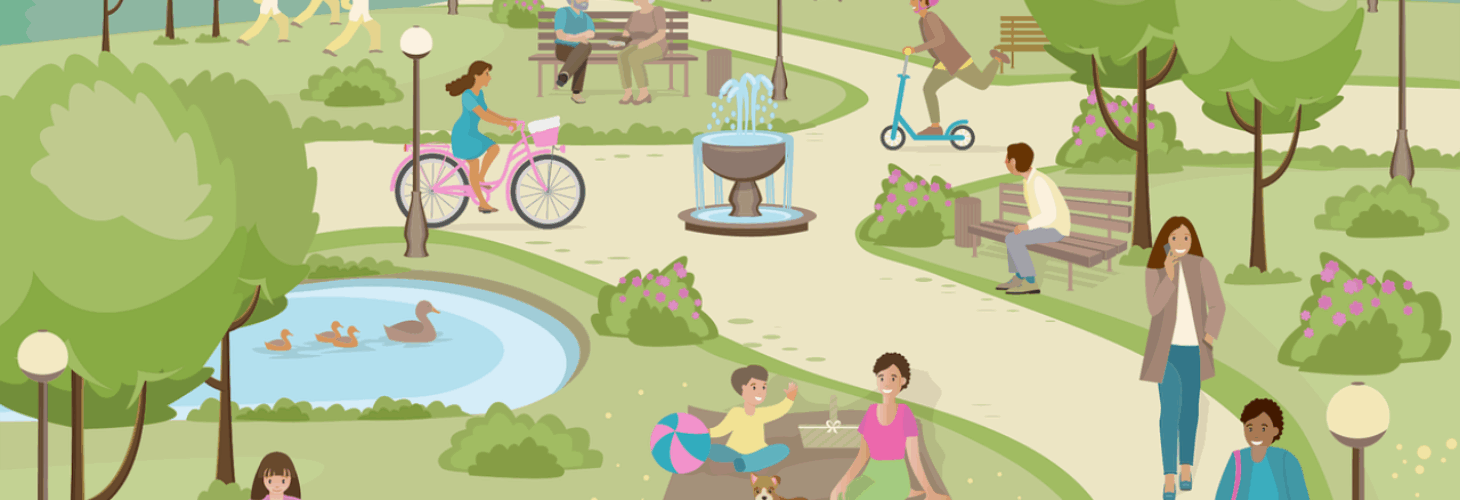 People exercising at a park