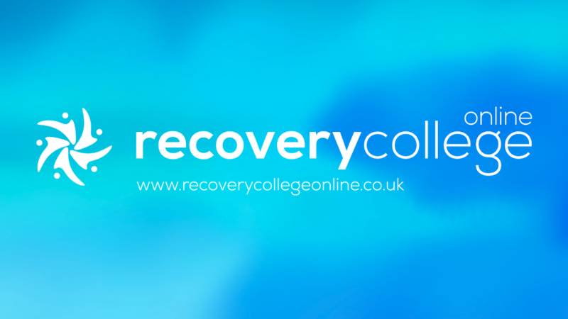 Recovery College Online logo on a blue background